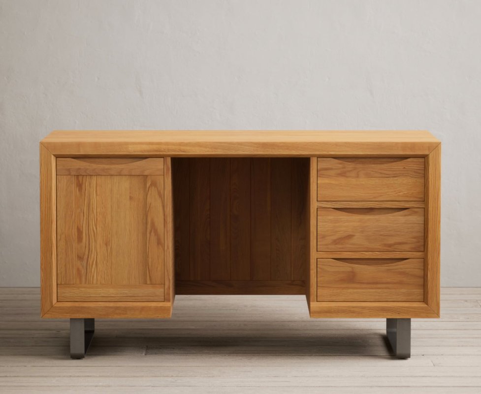 Photo of Parker solid oak computer desk Photo of Parker solid oak computer desk