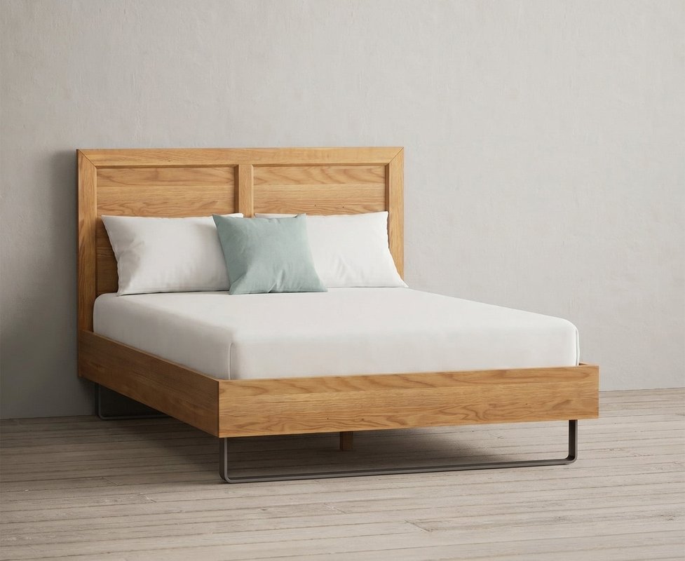 Photo of Parker solid oak double bed Photo of Parker solid oak double bed