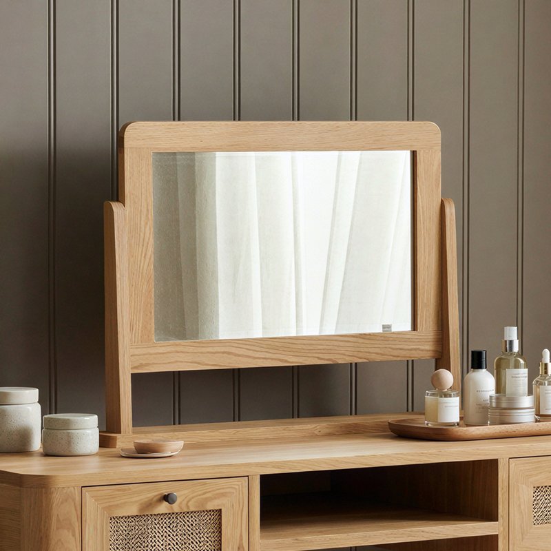 Photo 1 of Oak rattan dressing table mirror Photo 1 of Oak rattan dressing table mirror