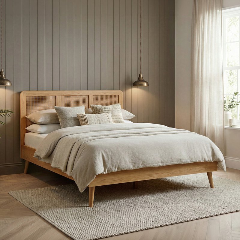 Photo 1 of Oak rattan double bed Photo 1 of Oak rattan double bed