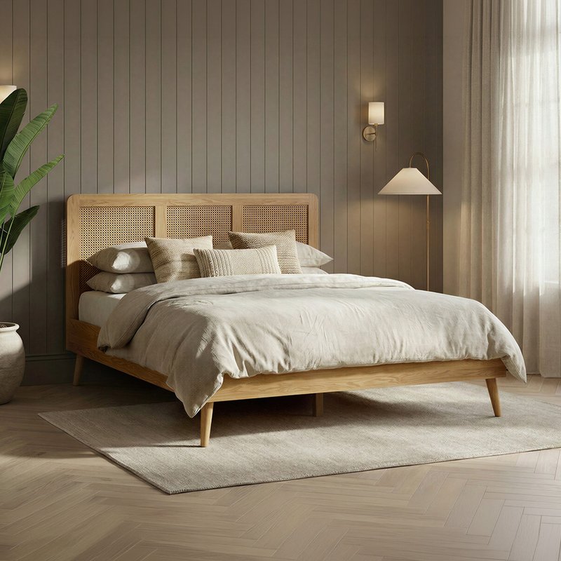 Photo 1 of Oak rattan king size bed Photo 1 of Oak rattan king size bed