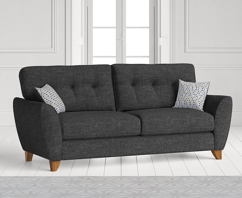 Photo 1 of Florin charcoal grey fabric three seater sofa Photo 1 of Florin charcoal grey fabric three seater sofa