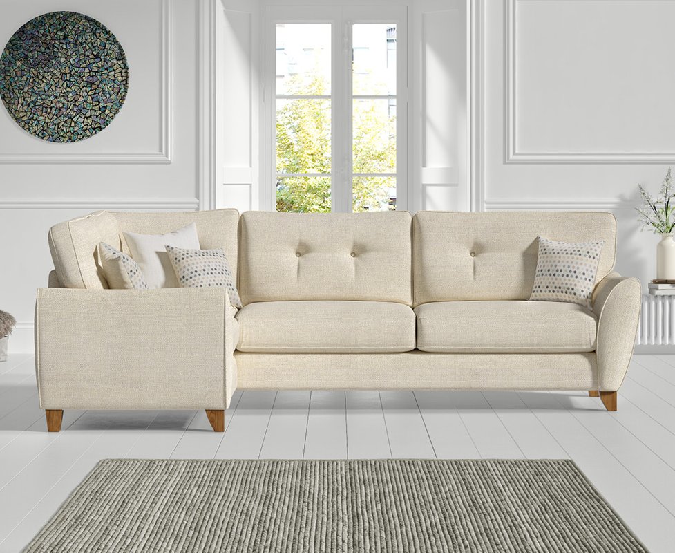 Photo of Florin cream fabric left hand facing corner sofa Photo of Florin cream fabric left hand facing corner sofa