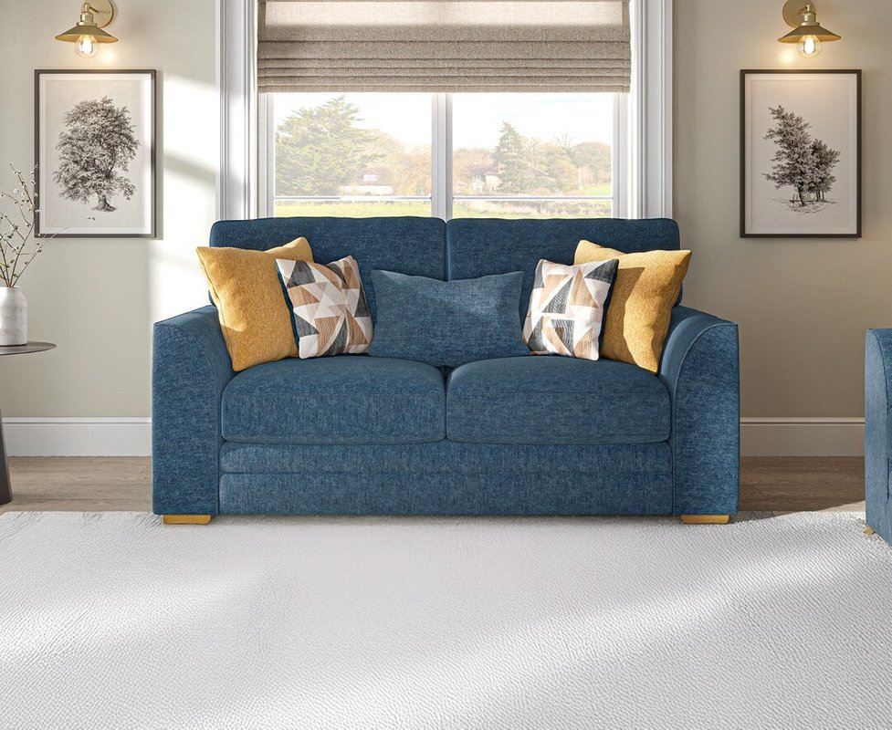 Photo 1 of Jasper indigo chenille fabric 2 seater sofa Photo 1 of Jasper indigo chenille fabric 2 seater sofa