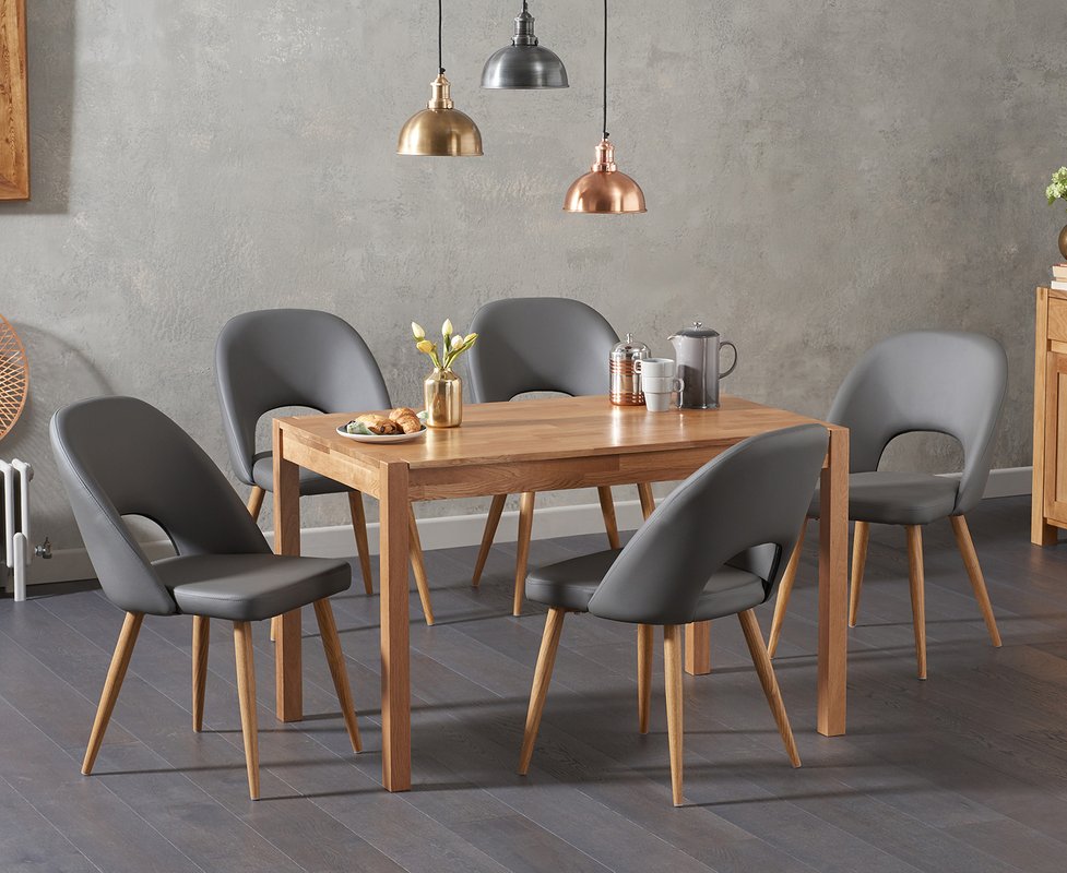 Photo of York 120cm solid oak dining table with 4 grey hudson chairs Photo of York 120cm solid oak dining table with 4 grey hudson chairs