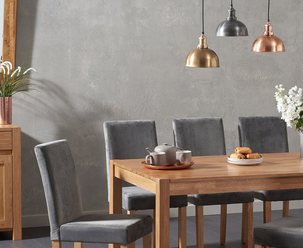 Photo 1 of York 150cm solid oak dining table with 4 grey lila chairs Photo 1 of York 150cm solid oak dining table with 4 grey lila chairs