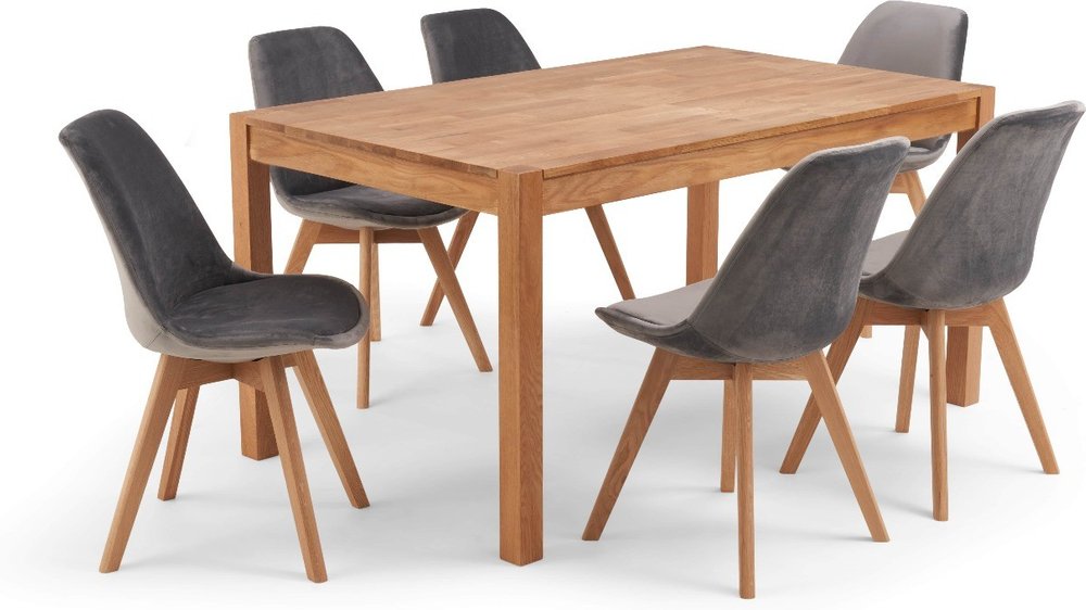 Photo 1 of York 120cm solid oak dining table with 4 grey orson chairs Photo 1 of York 120cm solid oak dining table with 4 grey orson chairs