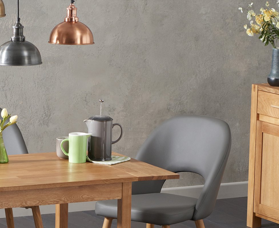 Photo 1 of Extending york 70cm solid oak dining table with 2 grey hudson chairs Photo 1 of Extending york 70cm solid oak dining table with 2 grey hudson chairs
