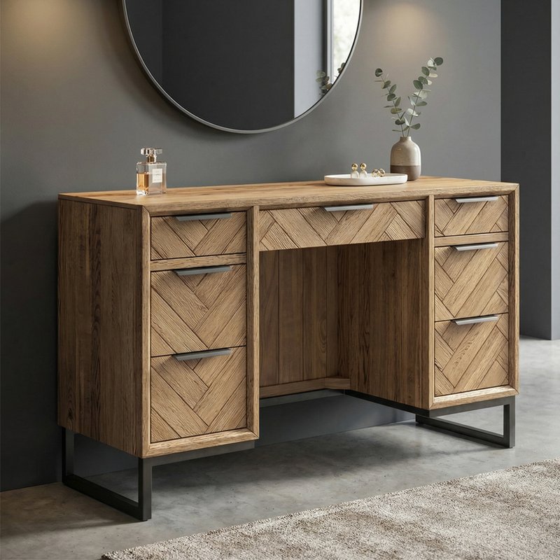 Photo 1 of Herringbone solid oak dressing table Photo 1 of Herringbone solid oak dressing table