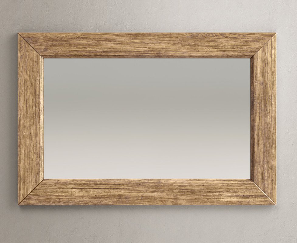 Photo of Herringbone solid oak wall mirror Photo of Herringbone solid oak wall mirror