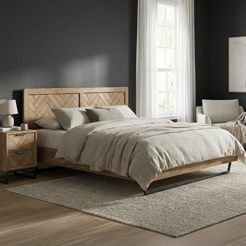 Photo 1 of Herringbone solid oak super king bed Photo 1 of Herringbone solid oak super king bed
