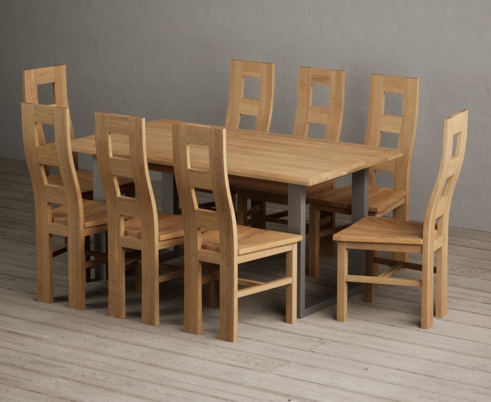 Photo 1 of Parker 160cm solid oak dining table with 8 oak natural chairs Photo 1 of Parker 160cm solid oak dining table with 8 oak natural chairs
