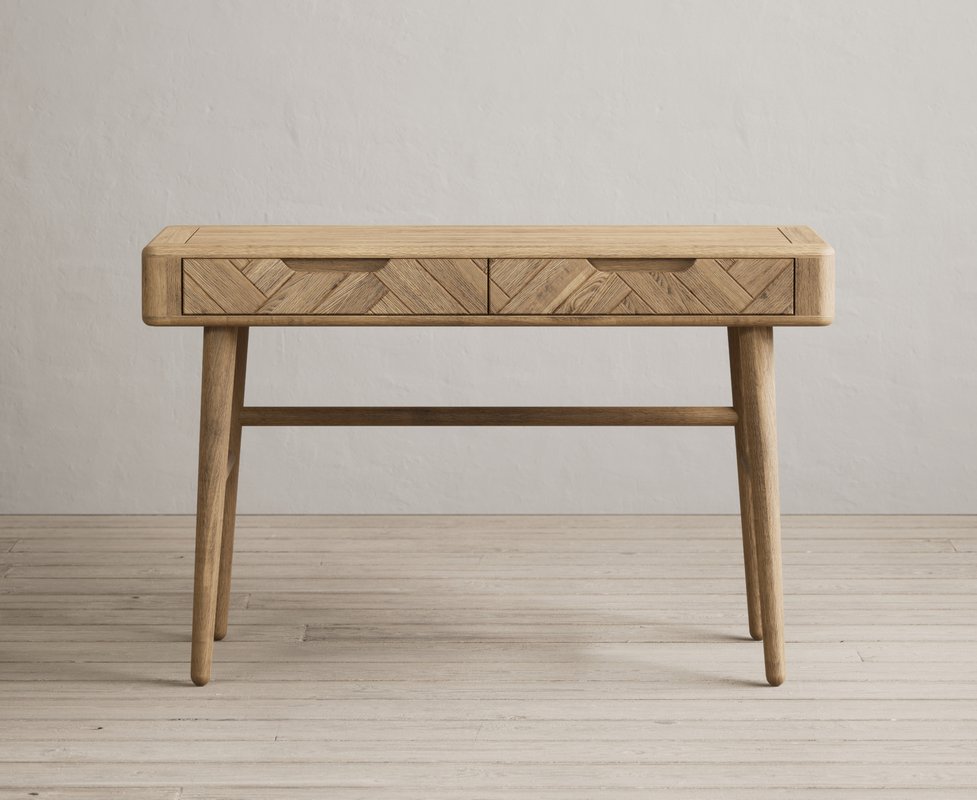 Photo of Solid oak dressing table & desk | herringbone detail Photo of Solid oak dressing table & desk | herringbone detail