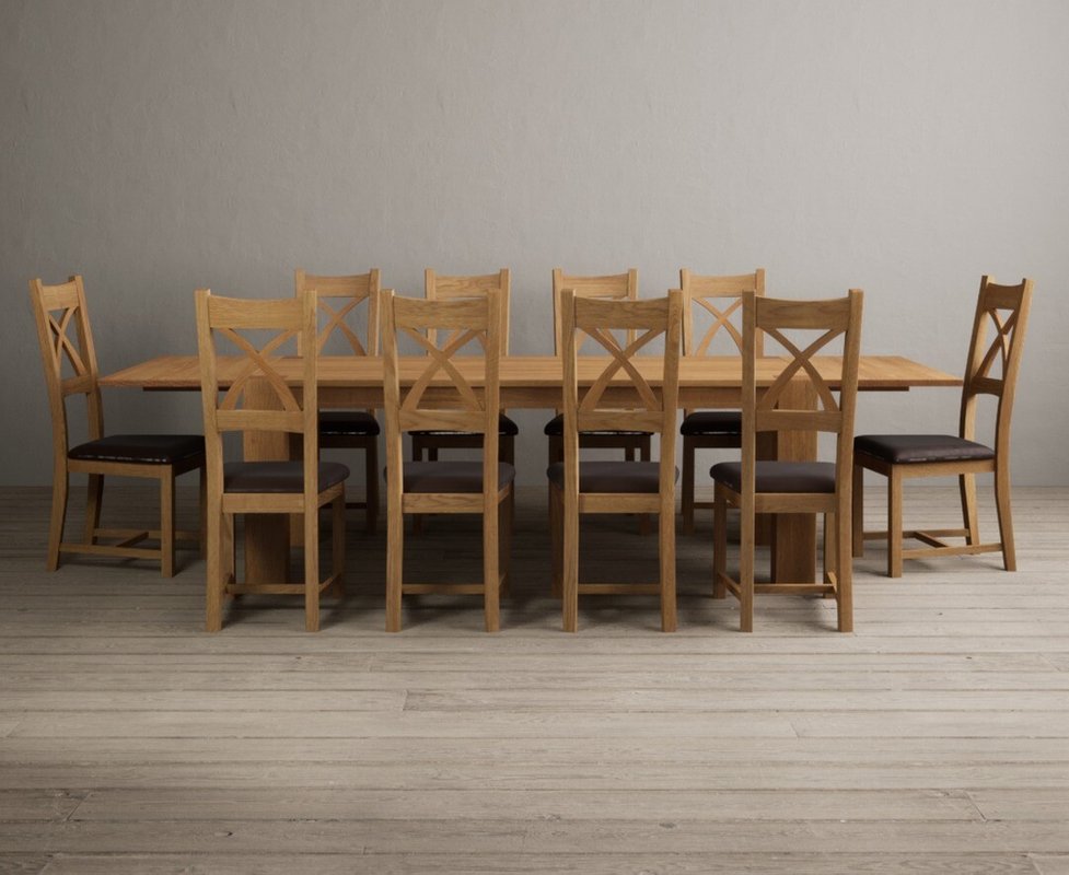 Photo 1 of Extending sheringham 200cm solid oak table with 10 brown natural solid oak chairs Photo 1 of Extending sheringham 200cm solid oak table with 10 brown natural solid oak chairs