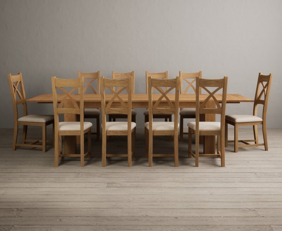 Photo 1 of Extending sheringham 200cm solid oak table with 10 linen natural solid oak chairs Photo 1 of Extending sheringham 200cm solid oak table with 10 linen natural solid oak chairs