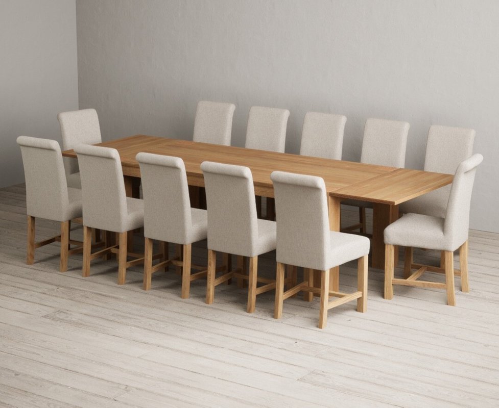 Photo 1 of Extending sheringham 200cm solid oak table with 12 natural braced chairs Photo 1 of Extending sheringham 200cm solid oak table with 12 natural braced chairs