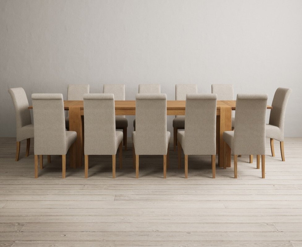 Photo 1 of Extending sheringham 200cm solid oak table with 12 natural scroll back chairs Photo 1 of Extending sheringham 200cm solid oak table with 12 natural scroll back chairs