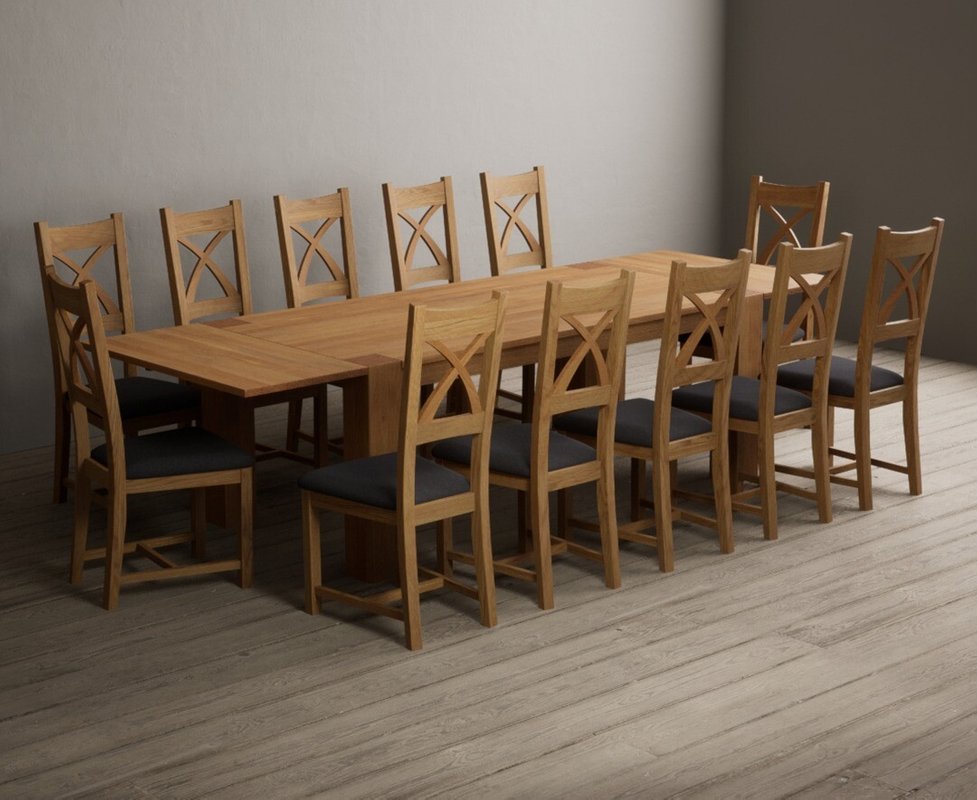 Photo 1 of Extending sheringham 200cm solid oak table with 12 charcoal grey natural solid oak chairs Photo 1 of Extending sheringham 200cm solid oak table with 12 charcoal grey natural solid oak chairs