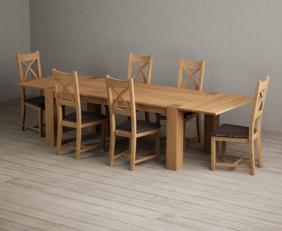 Photo 1 of Extending sheringham 200cm solid oak table with 6 brown natural solid oak chairs Photo 1 of Extending sheringham 200cm solid oak table with 6 brown natural solid oak chairs