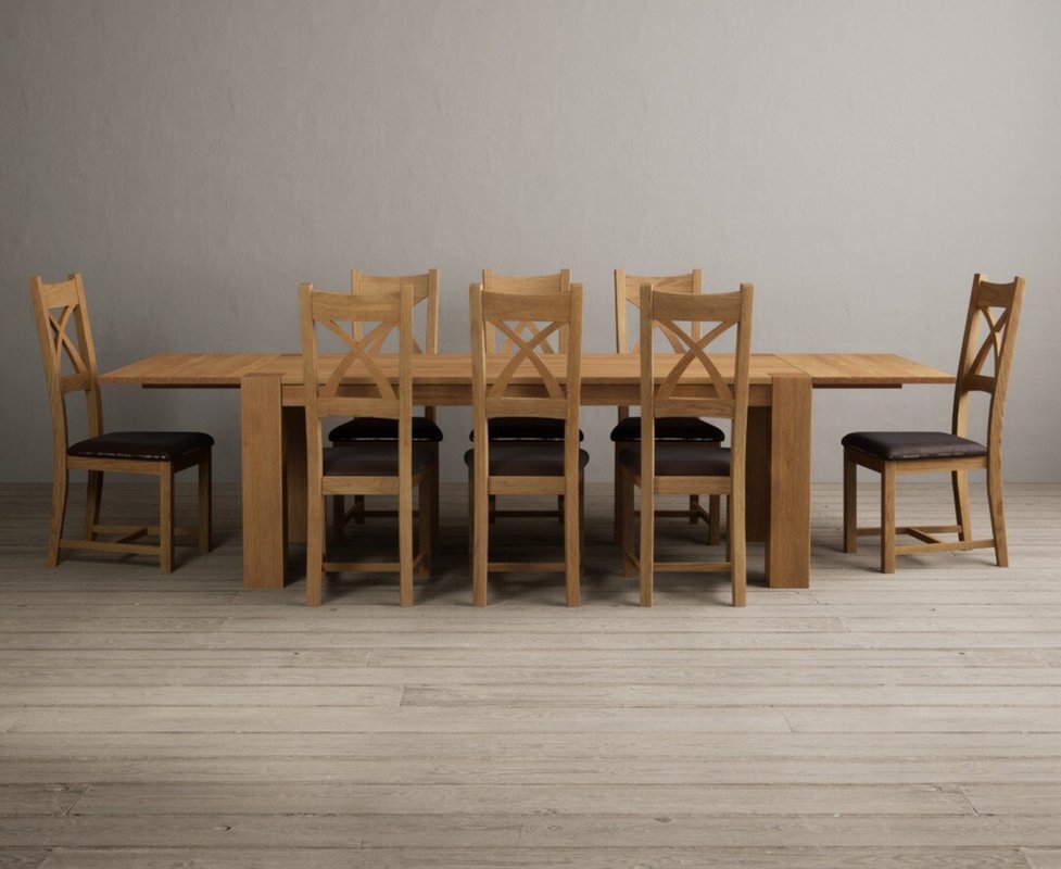 Photo 1 of Extending sheringham 200cm solid oak table with 8 brown natural solid oak chairs Photo 1 of Extending sheringham 200cm solid oak table with 8 brown natural solid oak chairs