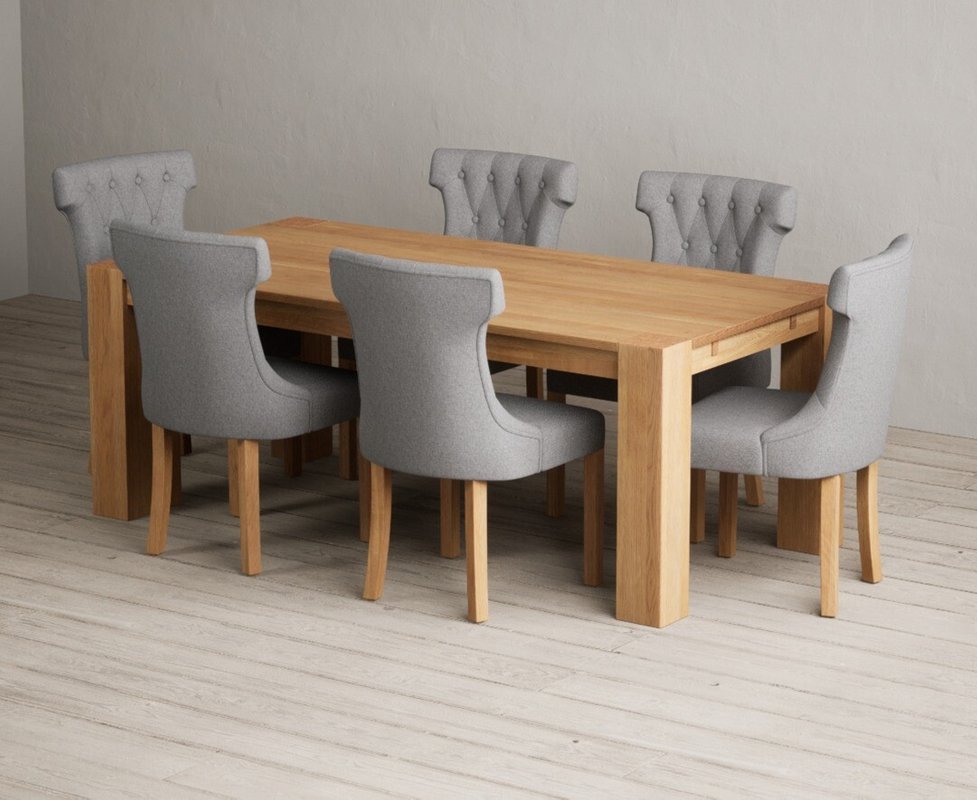 Photo 1 of Sheringham 200cm solid oak dining table with 6 grey clara chairs Photo 1 of Sheringham 200cm solid oak dining table with 6 grey clara chairs