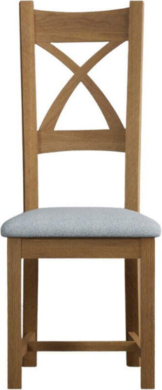 Photo 1 of Natural solid oak blue set of 2 fabric dining chairs Photo 1 of Natural solid oak blue set of 2 fabric dining chairs