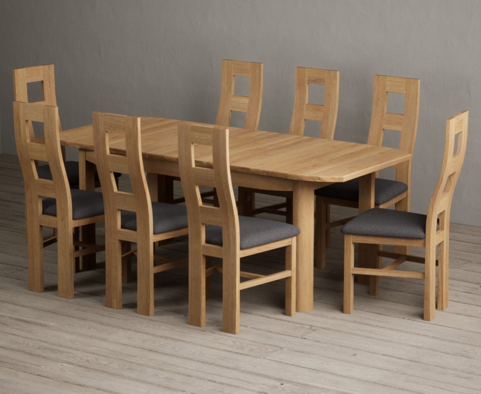 Photo 1 of Extending somerton 160cm solid oak dining table with 8 charcoal grey natural chairs Photo 1 of Extending somerton 160cm solid oak dining table with 8 charcoal grey natural chairs