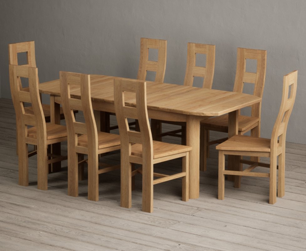Photo 1 of Extending somerton 160cm solid oak dining table with 8 oak natural chairs Photo 1 of Extending somerton 160cm solid oak dining table with 8 oak natural chairs