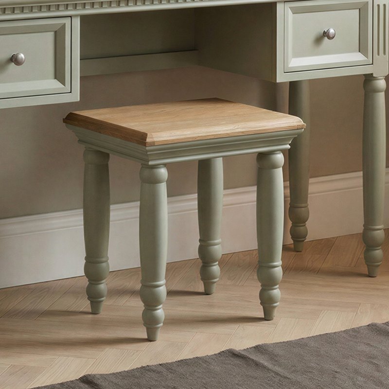 Photo 1 of Francis oak and soft green painted dressing table stool Photo 1 of Francis oak and soft green painted dressing table stool
