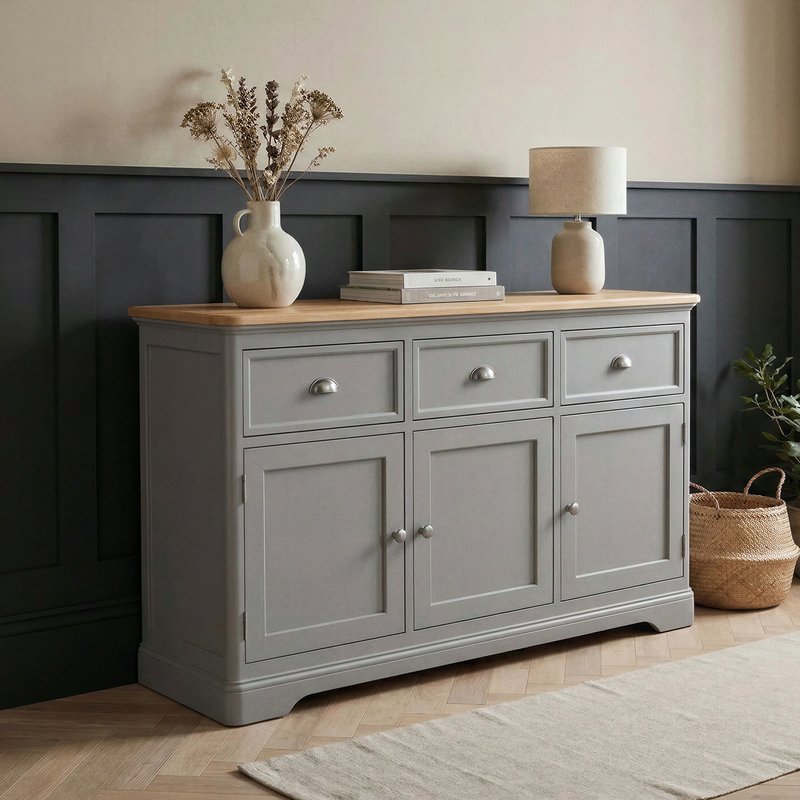 Photo 1 of Felton oak and light grey painted large sideboard Photo 1 of Felton oak and light grey painted large sideboard