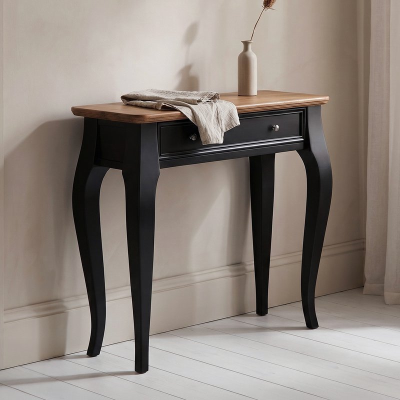 Photo 1 of Chateau noir oak and black painted console table Photo 1 of Chateau noir oak and black painted console table