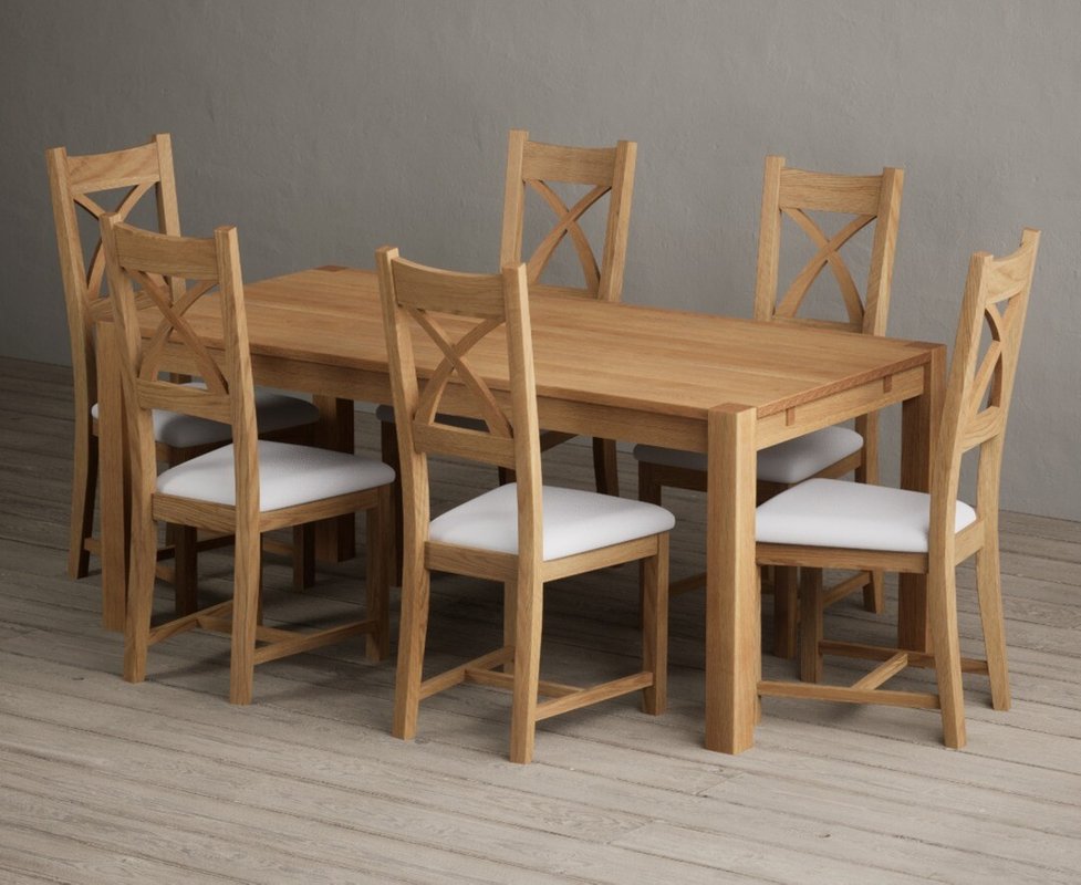 Photo 1 of Thetford 180cm solid oak dining table with 6 light grey natural solid oak chairs Photo 1 of Thetford 180cm solid oak dining table with 6 light grey natural solid oak chairs