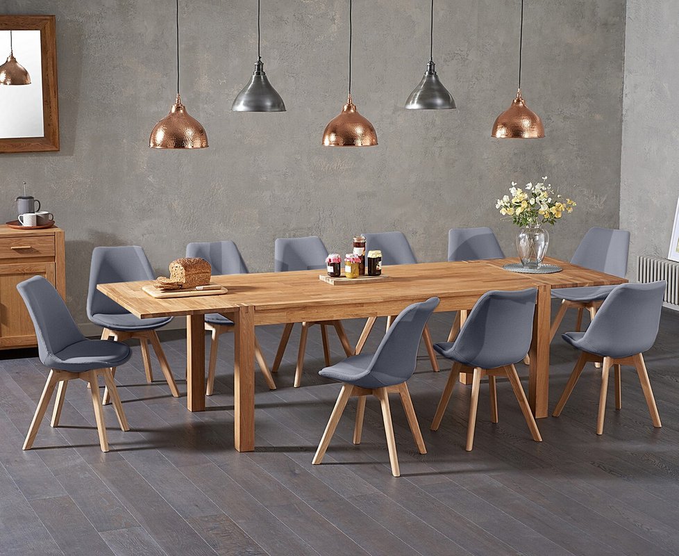 Photo 1 of Extending thetford 180cm solid oak dining table with 8 dark grey orson chairs Photo 1 of Extending thetford 180cm solid oak dining table with 8 dark grey orson chairs