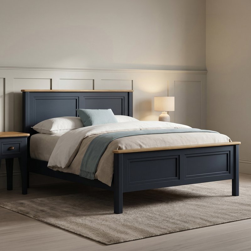 Photo 1 of Bridstow oak and blue painted kingsize bed Photo 1 of Bridstow oak and blue painted kingsize bed