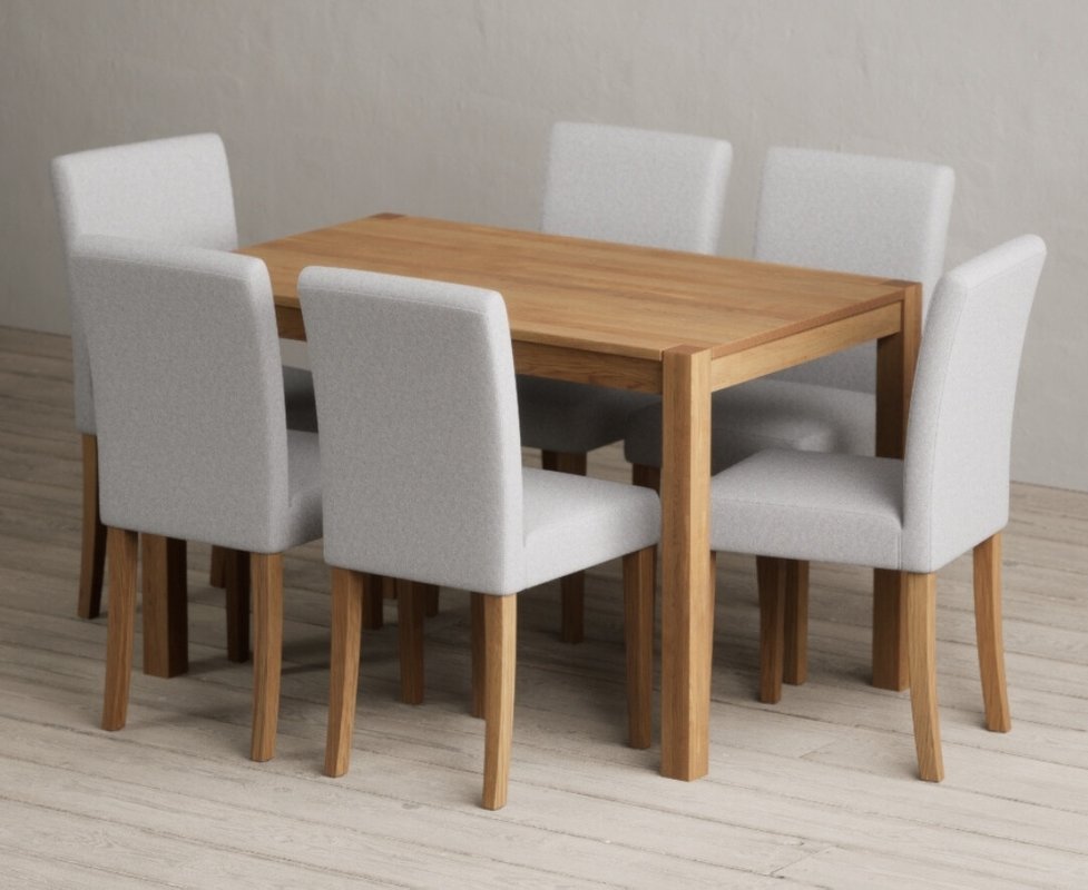 Photo 1 of York 120cm solid oak dining table with 6 grey lila chairs Photo 1 of York 120cm solid oak dining table with 6 grey lila chairs