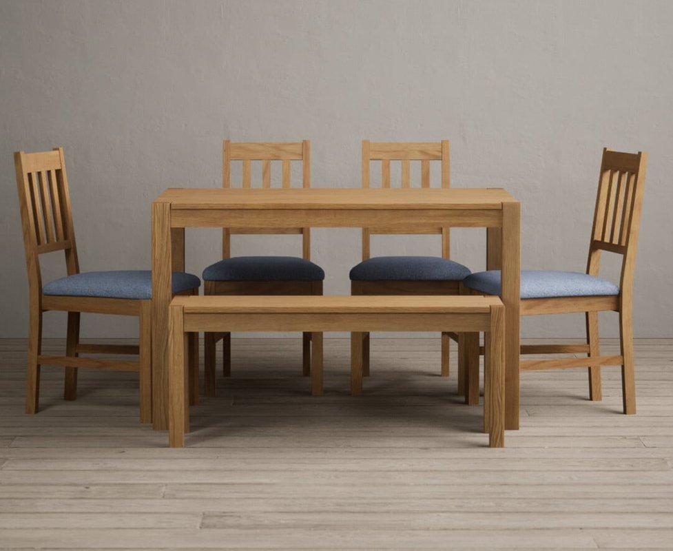 Photo of York 120cm solid oak dining table with 2 charcoal grey york chairs with 1 oak bench Photo of York 120cm solid oak dining table with 2 charcoal grey york chairs with 1 oak bench