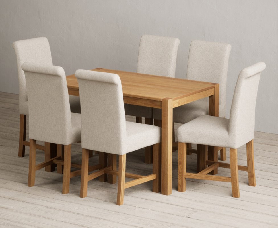 Photo 1 of York 120cm solid oak dining table with 4 natural braced chairs Photo 1 of York 120cm solid oak dining table with 4 natural braced chairs