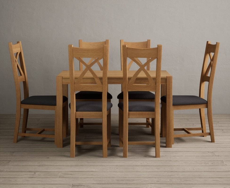 Photo of York 120cm solid oak dining table with 6 oak natural chairs Photo of York 120cm solid oak dining table with 6 oak natural chairs
