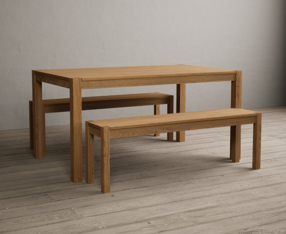 Photo 1 of York 150cm solid oak dining table and 150 oak benches Photo 1 of York 150cm solid oak dining table and 150 oak benches