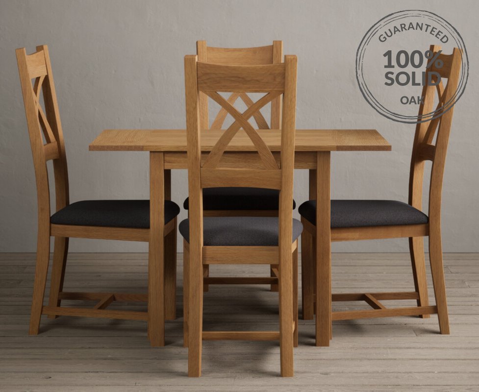 Photo 1 of Extending york 70cm solid oak dining table with 4 charcoal grey natural solid oak chairs Photo 1 of Extending york 70cm solid oak dining table with 4 charcoal grey natural solid oak chairs