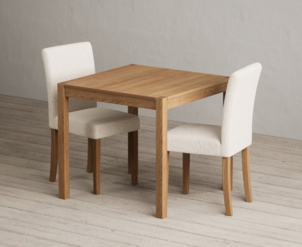 Photo 1 of York 80cm solid oak dining table with 2 natural lila chairs Photo 1 of York 80cm solid oak dining table with 2 natural lila chairs
