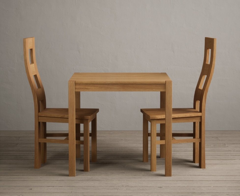 Photo 1 of York 80cm solid oak dining table with 2 oak natural chairs Photo 1 of York 80cm solid oak dining table with 2 oak natural chairs