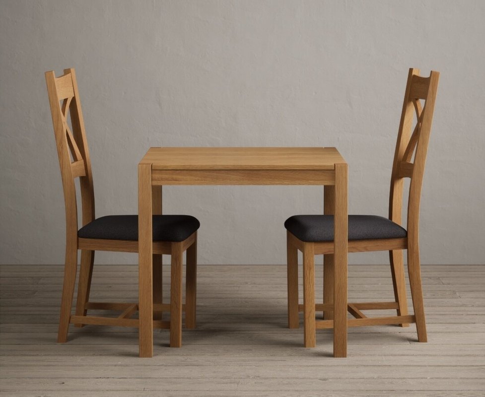 Photo 1 of York 80cm solid oak dining table with 4 charcoal grey natural solid oak chairs Photo 1 of York 80cm solid oak dining table with 4 charcoal grey natural solid oak chairs