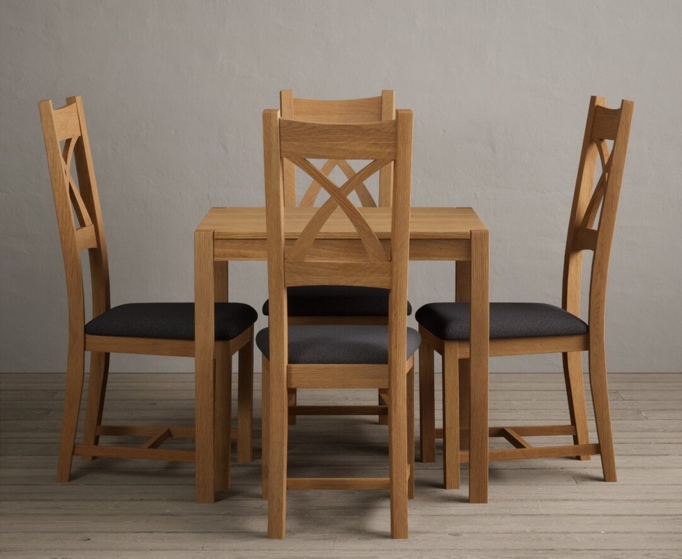 Photo of York 80cm solid oak dining table with 2 linen natural solid oak chairs Photo of York 80cm solid oak dining table with 2 linen natural solid oak chairs