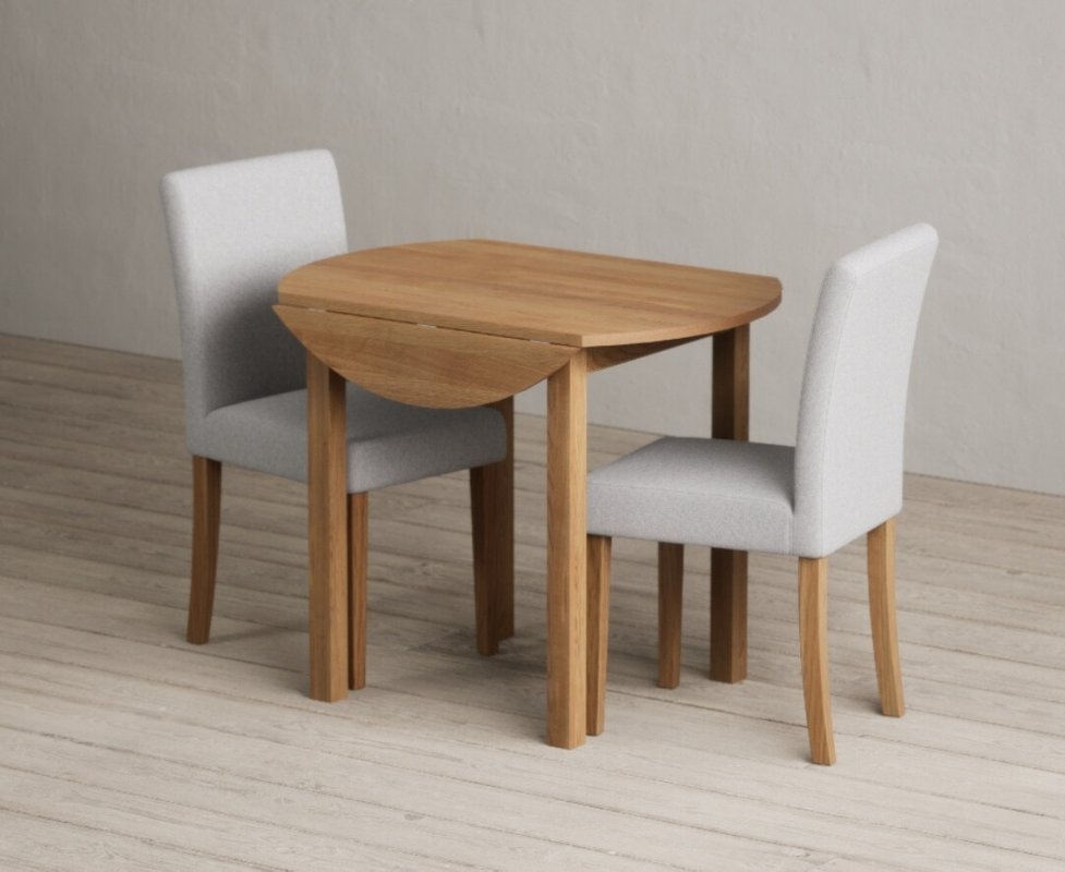 Photo 1 of Extending york 90cm solid oak dining table with 2 grey lila chairs Photo 1 of Extending york 90cm solid oak dining table with 2 grey lila chairs