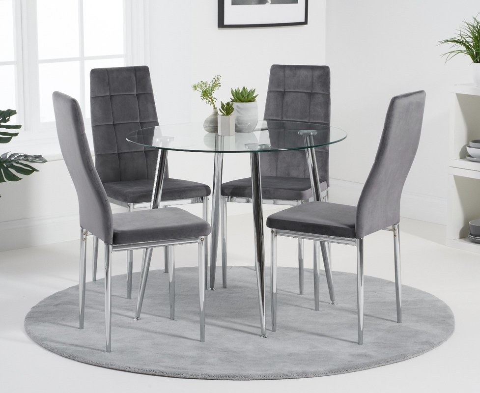 Catalina 90cm Round Dining Table With Melissa Grey Velvet Dining Chairs Grey 2 Chairs 250 00 Save Up To 37 Off