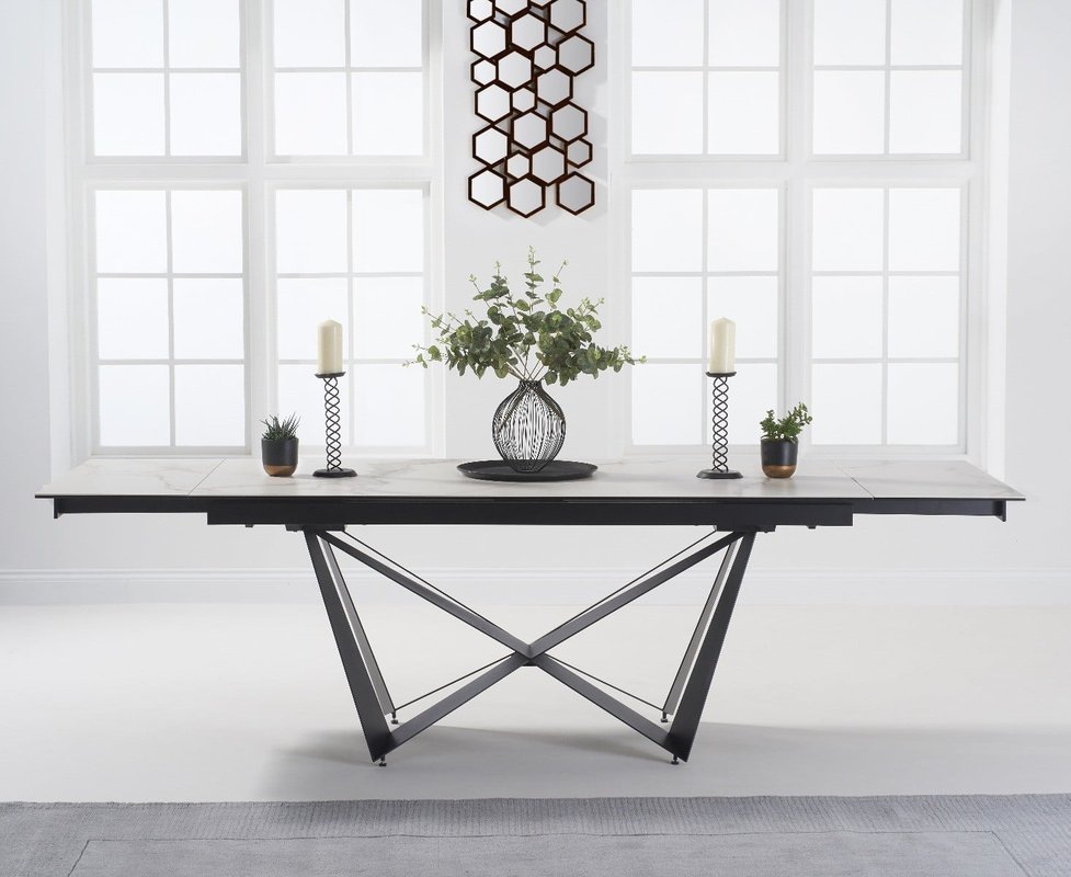 Photo of Extending blenheim 180cm white ceramic dining table Photo of Extending blenheim 180cm white ceramic dining table