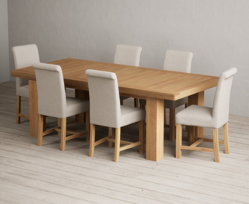 Photo of Extending callington 230cm oak dining table with 8 grey scroll back chairs Photo of Extending callington 230cm oak dining table with 8 grey scroll back chairs