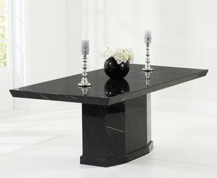 Photo of Carvelle 200cm black pedestal marble dining table Photo of Carvelle 200cm black pedestal marble dining table