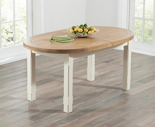 Photo of Extending caversham oak and cream dining table Photo of Extending caversham oak and cream dining table